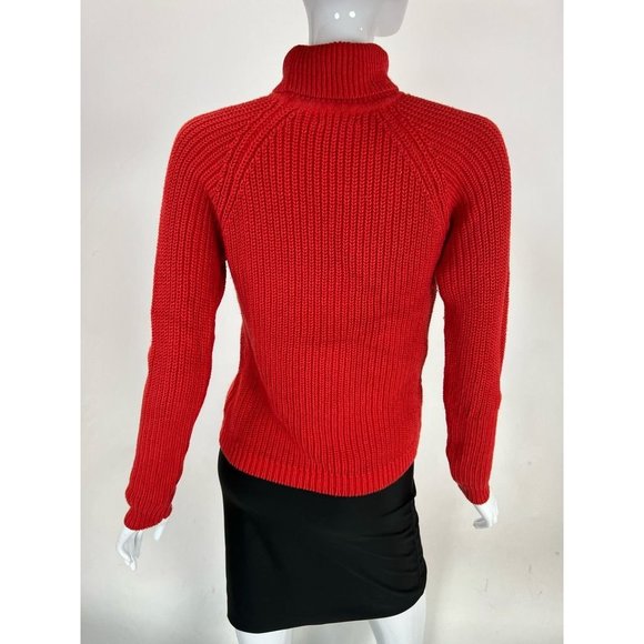 One Step Up Womens Pullover Sweater Red Ramie Blend Long Sleeve Turtleneck M - Picture 2 of 12